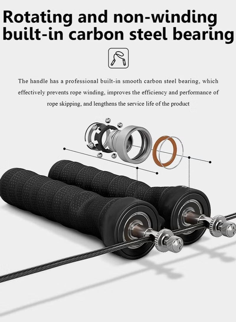 Skipping Rope, Jump Rope for adult, Tangle-Free Rapid Speed Skipping Rope Cable with Ball Bearings，for Women, Men, and Kids with Foam Handles for home Fitness, MMA - Image 3