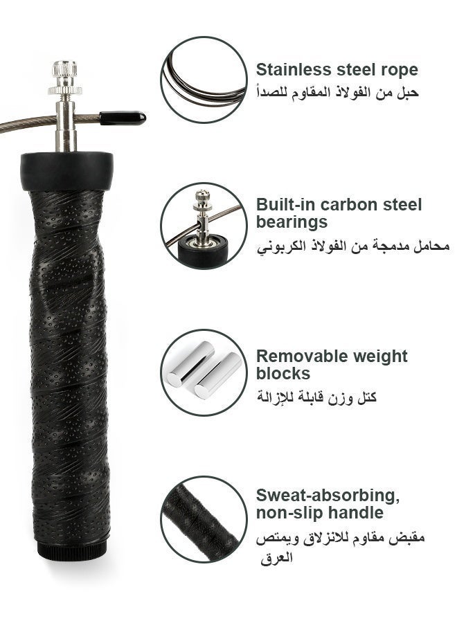 Skipping Rope, Jump Rope for adult, Tangle-Free Rapid Speed Skipping Rope Cable with Ball Bearings，for Women, Men, and Kids with Foam Handles for home Fitness, MMA - Image 2