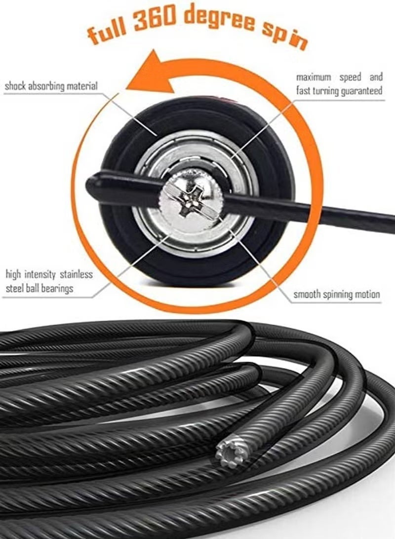 Skipping Rope, Jump Rope for adult, Tangle-Free Rapid Speed Skipping Rope Cable with Ball Bearings，for Women, Men, and Kids with Foam Handles for home Fitness, MMA - Image 4
