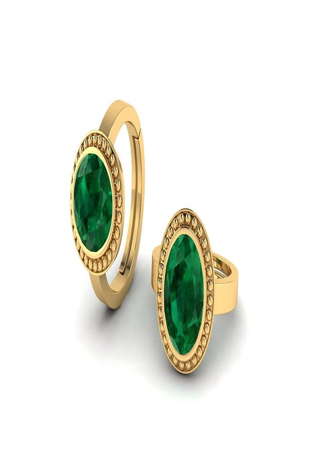 Sidharth Gems Natural Emerald Green Gemstone 12.25 Ratti Original Certified11.55 Carat Gold Plated Adjustable Panna Ratna Ring for Men Women - Image 3