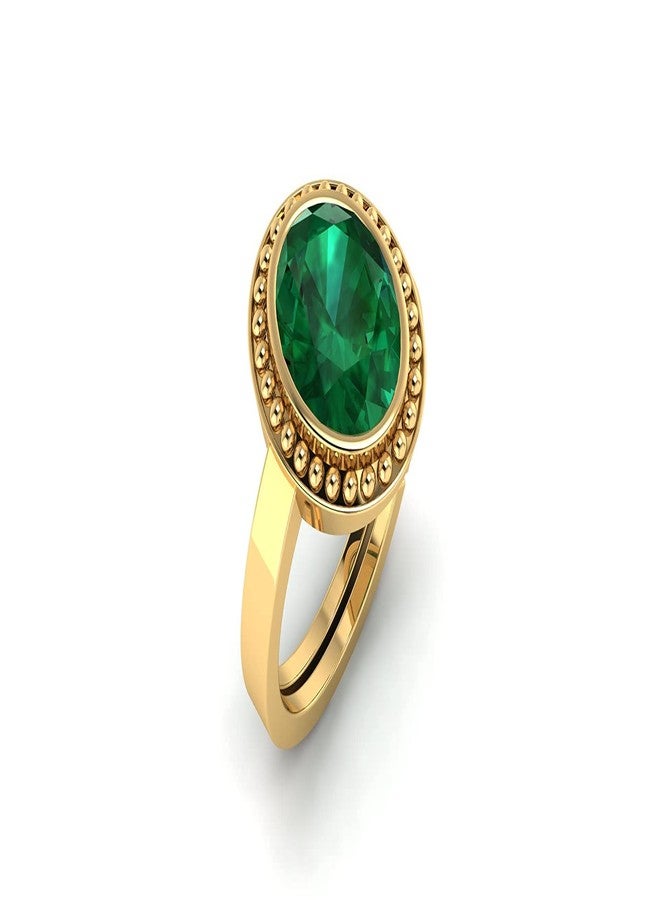 Sidharth Gems Natural Emerald Green Gemstone 12.25 Ratti Original Certified11.55 Carat Gold Plated Adjustable Panna Ratna Ring for Men Women - Image 2