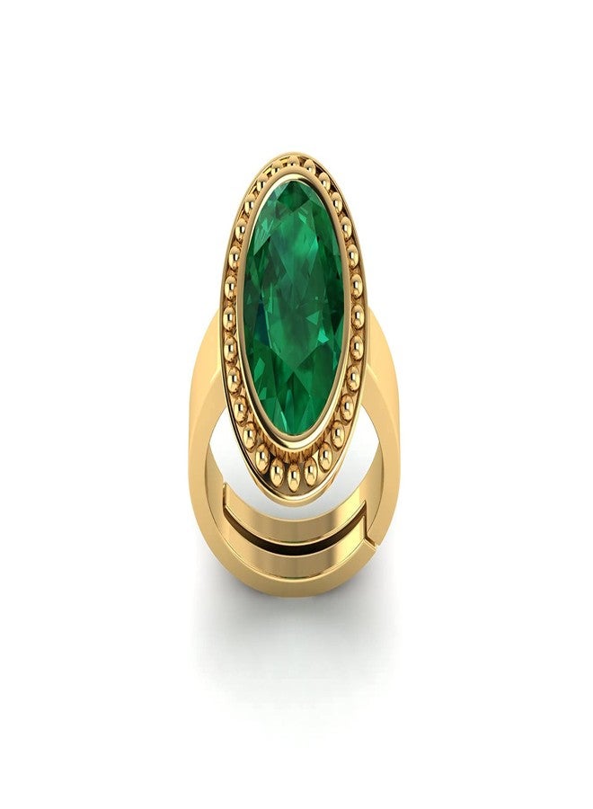 Sidharth Gems Natural Emerald Green Gemstone 12.25 Ratti Original Certified11.55 Carat Gold Plated Adjustable Panna Ratna Ring for Men Women - Image 1