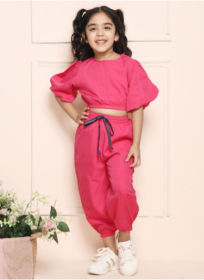 LILPICKS - BALLON SLEEVE CROP TOP WITH JOGGER PANT COORDINATED SET - Image 1