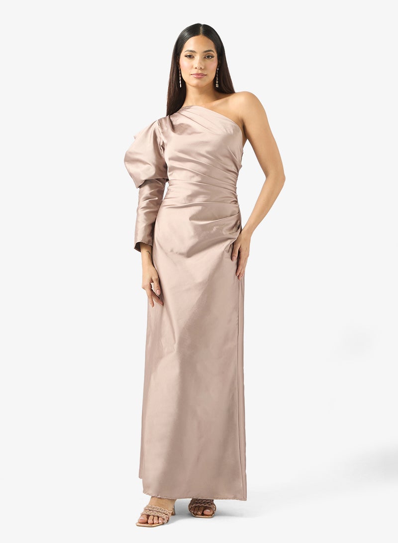 Namshi x Satin One-Shoulder Dress - Image 1