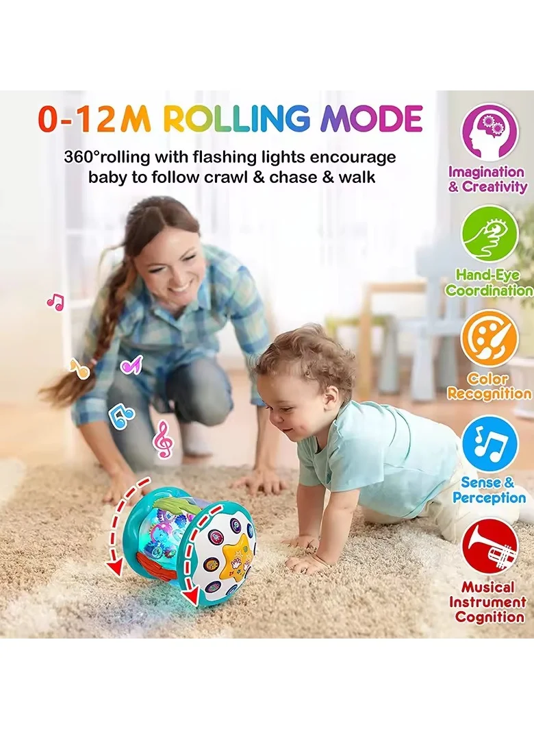 TOOLY Music Interest Animal World Toy, 4 Functions, Yellow and Teal, Imagination &amp; creative(Size: 16 x 16 x 17 cm)
