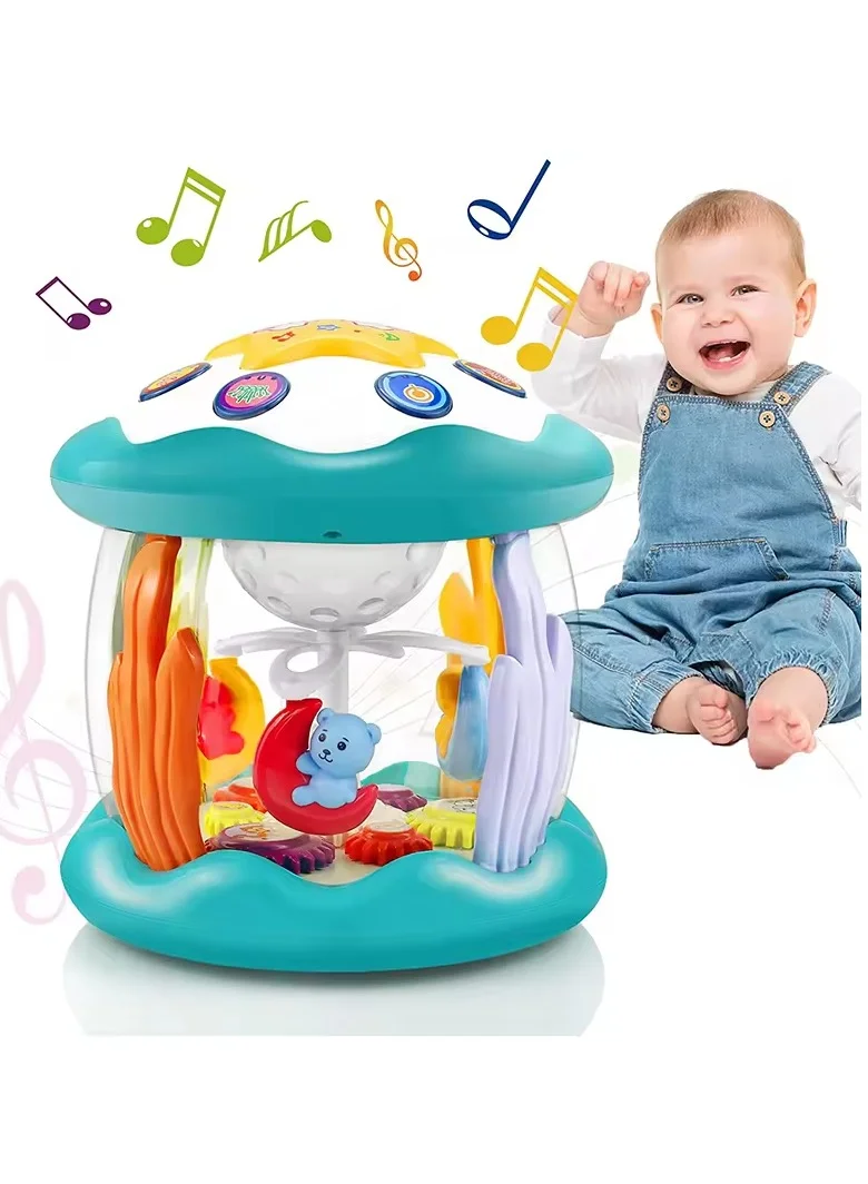 TOOLY Music Interest Animal World Toy, 4 Functions, Yellow and Teal, Imagination &amp; creative(Size: 16 x 16 x 17 cm)