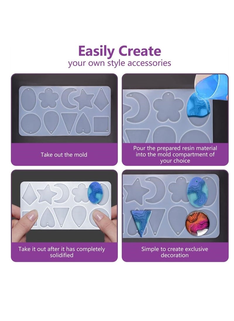 KASTWAVE Resin Jewelry Moulds Jewelry Moulds for Resin Casting Silicone Moulds for Epoxy Resin Jewelry Moulds Pendant Mould for DIY Gem Cabochon Pendant, Earring Necklace Jewelry Making  - Image 5