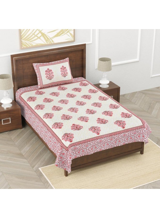 EasyGoods® 240 TC Cotton Bedsheet for Single Bed - Pink | Monarch Bedsheet Single Size Bed Cotton | Single Size Bedsheet | Single Bedsheet with 1 Pillow Cover 59x88 Inch| Handcrafted Bed Sheets - Image 1