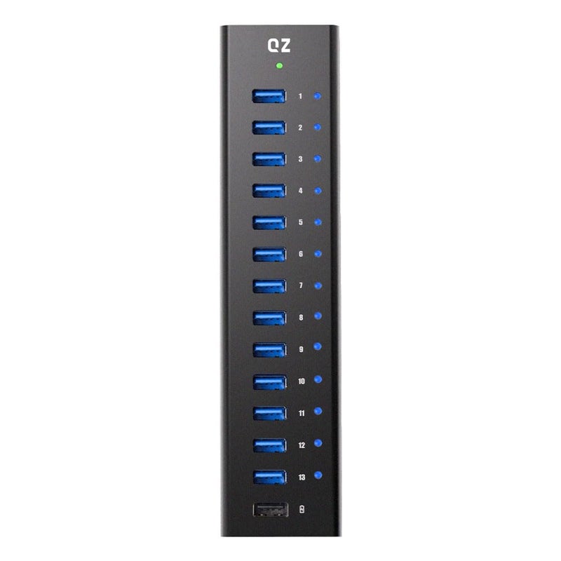 QZ [14 Ports, 12V 5A 60W Power, Industrial Grade] Active Powered USB Hub, 14 Port USB Hub with 12V 5A 60W Power Adapter, USB 3.1 Gen 1 - Image 1