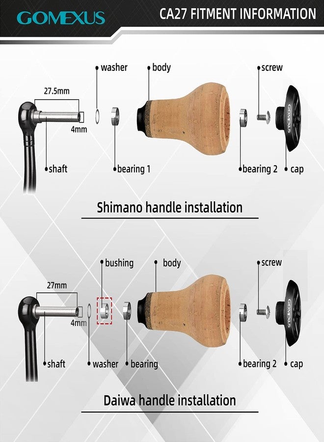 GOMEXUS Power Knob Compatible for Shimano Stradic Tranx Curado SLX Daiwa Tatula Fuego Spinning Baitcasting Reel 27mm Cork - Image 4