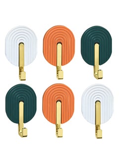 Y&D SYOSI Self Adhesive Hooks, Colored Plastic Sticky for Hanging Towel Coat Robe Keys, Wall Hanger Waterproof, 6 Pcs  - Image 1