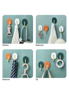 Y&D SYOSI Self Adhesive Hooks, Colored Plastic Sticky for Hanging Towel Coat Robe Keys, Wall Hanger Waterproof, 6 Pcs  - Image 2