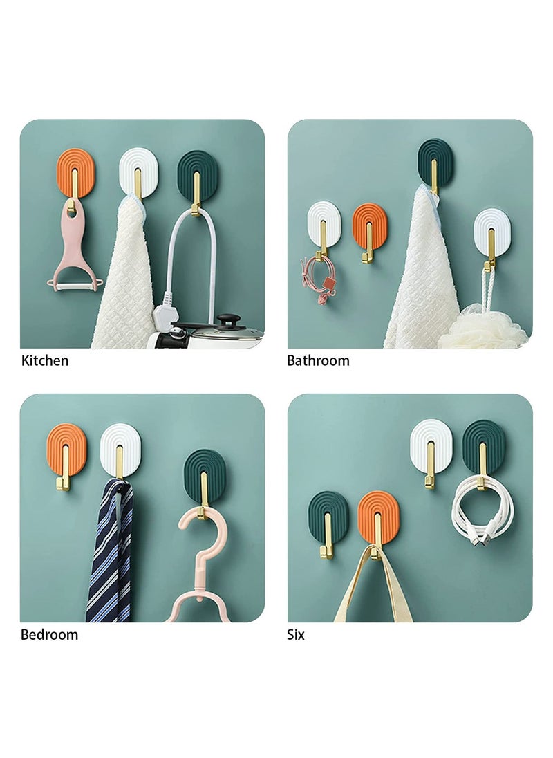 Y&D SYOSI Self Adhesive Hooks, Colored Plastic Sticky for Hanging Towel Coat Robe Keys, Wall Hanger Waterproof, 6 Pcs  - Image 2