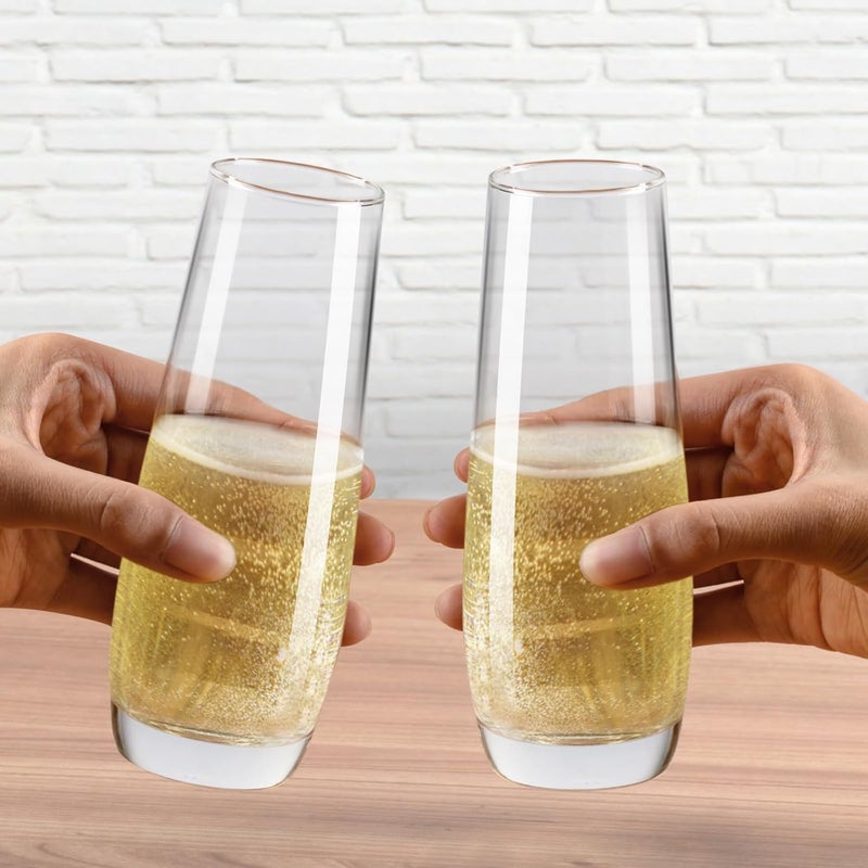 PARACITY Stemless Champagne Flutes 8 oz, Cocktail Glasses, Champagne Glasses Set of 2, Gift for Birthday, Wedding, Christmas - Image 4