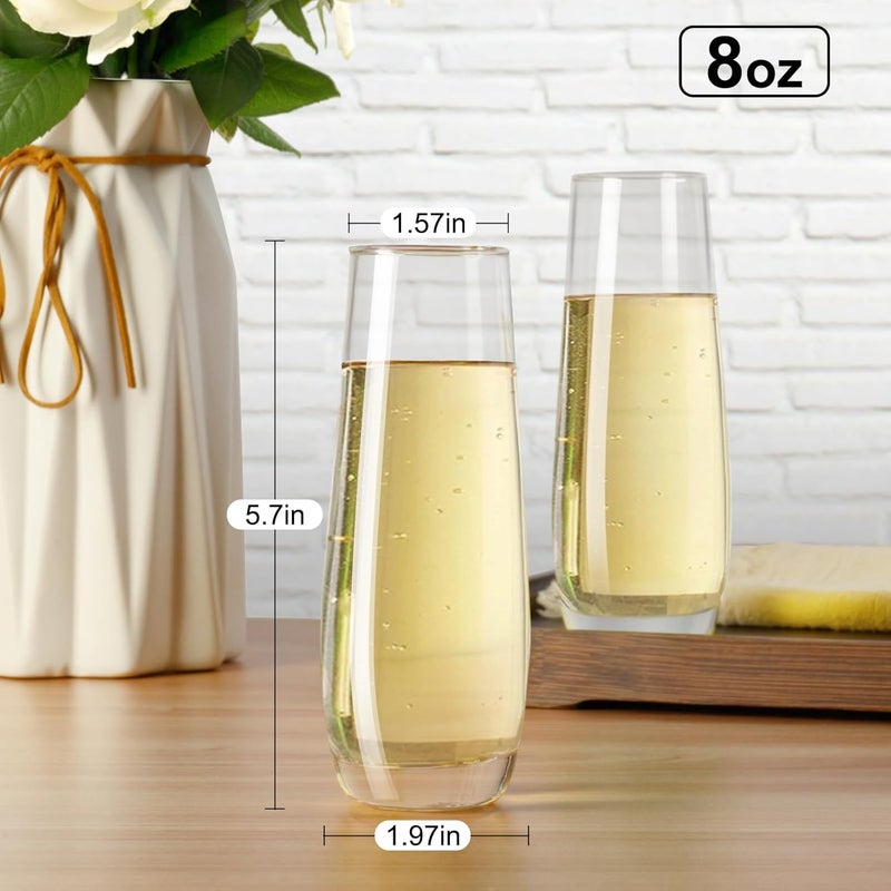 PARACITY Stemless Champagne Flutes 8 oz, Cocktail Glasses, Champagne Glasses Set of 2, Gift for Birthday, Wedding, Christmas - Image 2