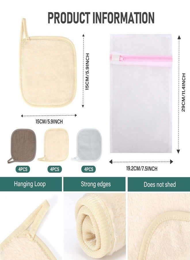 KPX 12 Pack Makeup Remover Cloth, 6" x 6" Reusable Makeup Remover Towels Face Washcloth for Washing Face, Makeup Remover Pads Cosmetic Face Wash (Khaki-Brown-Grey - Image 2