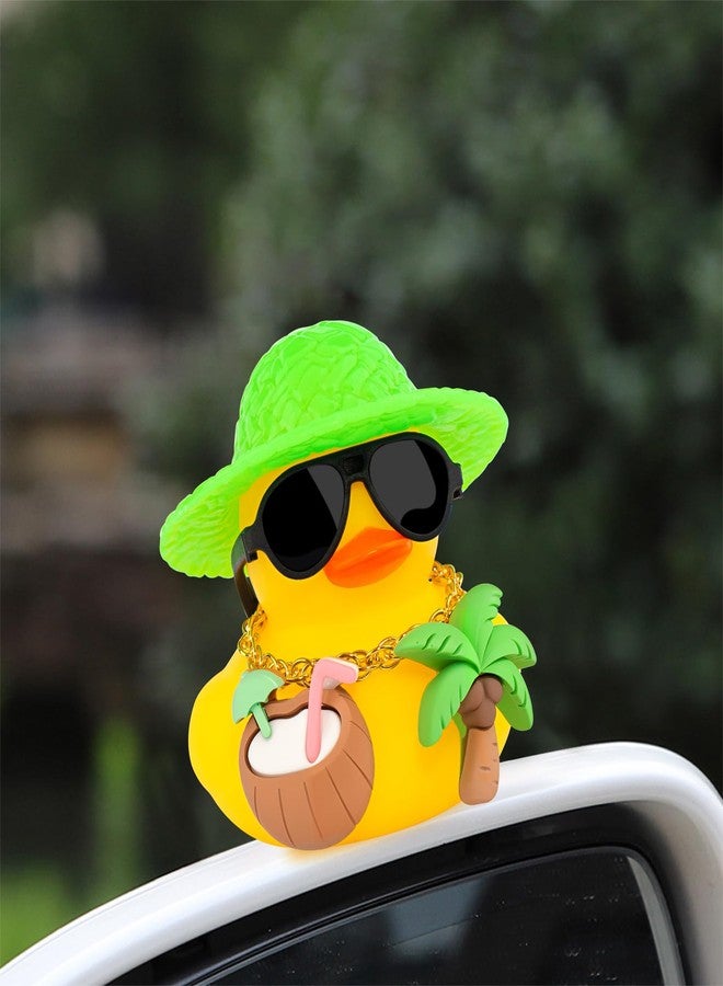 wonuu Summer Beachy Vacation Duckies, Tropical Paradise Rubber Duck Beach Surfing Ocean Voyage Rubber Ducks (Yellow, Coconut Drink, Palm Tree) - Image 3