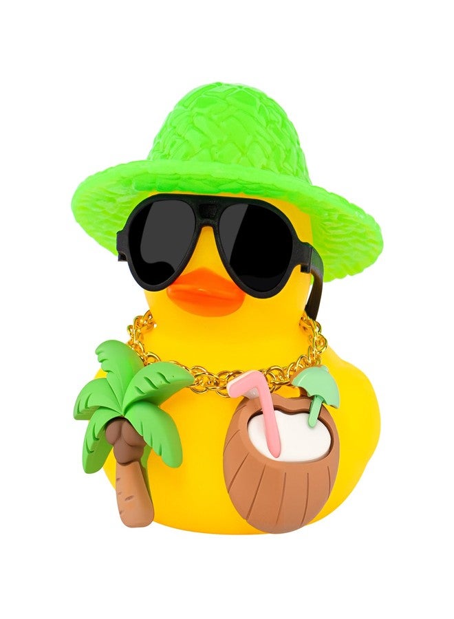 wonuu Summer Beachy Vacation Duckies, Tropical Paradise Rubber Duck Beach Surfing Ocean Voyage Rubber Ducks (Yellow, Coconut Drink, Palm Tree) - Image 1