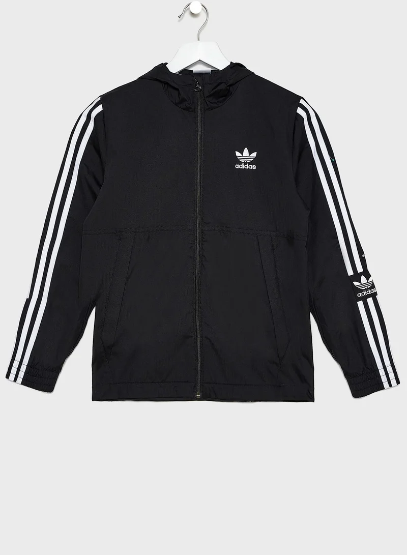 adidas Originals Youth Lock Up Hooded Windbreaker Jacket
