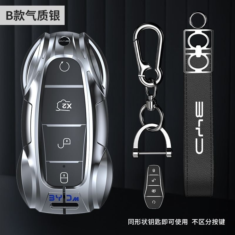BYD key case, compatible with Song PLUS, Han EV, Qin PLUS, Yuan D1, Song Pro, Dolphin e2, Tang e9, and Seal models—fully enclosed buckle. - Image 1