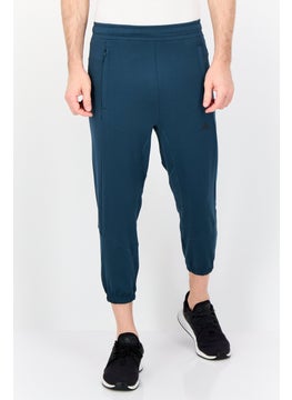 Adidas Men Slim Fit Drawstring 7/8 Leg Training Track Pants, Teal Blue  - Image 1
