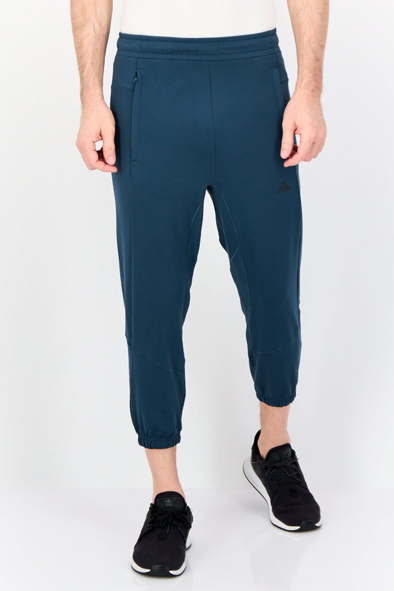 Adidas Men Slim Fit Drawstring 7/8 Leg Training Track Pants, Teal Blue - Image 1