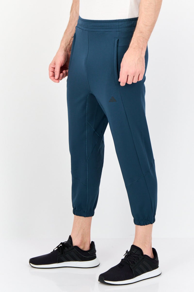 Adidas Men Slim Fit Drawstring 7/8 Leg Training Track Pants, Teal Blue - Image 4