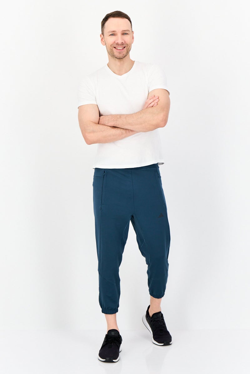 Adidas Men Slim Fit Drawstring 7/8 Leg Training Track Pants, Teal Blue - Image 2