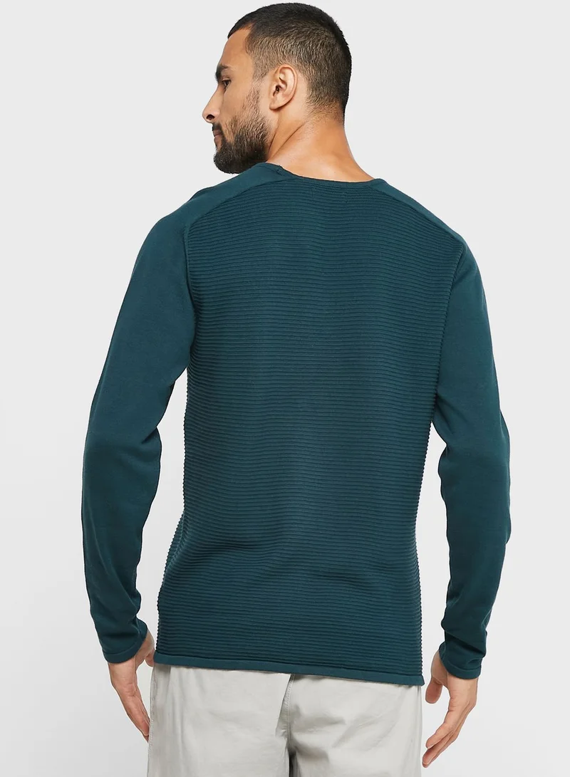 Robert Wood Rib Cotton Crew Neck Sweater