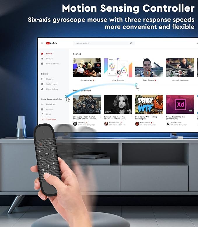 Miritz Air Mouse - with Voice, 6-Axis Gyroscope, Bluetooth, Infrared Learningï¼ˆPower Button onlyï¼‰, USB Air Mouse Remote Control, Multi-Function Mini Wireless Keyboard, Suitable for Smart TV/Android TV Box/PC - Image 3