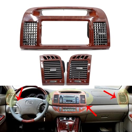ASVEGE Center Dash A/C Outlet Air Vent Panel Compatable for Toyota Camry 2003-2006 3-in-set 55650-AA020-B0, Walnut - Image 2