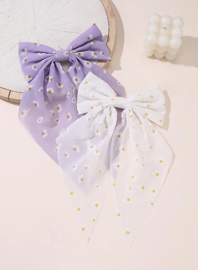 Take Two  Set of 2 - Floral Bow Clips for Women | Best Price UAE