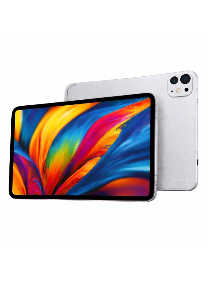 Telzeal P201 11-Inch Tablet (Silver), 12GB RAM + 512GB ROM, 10000mAh Battery, Dual SIM, 8MP+13MP Camera, Android 13, with Keyboard, Mouse & Accessories - Image 1