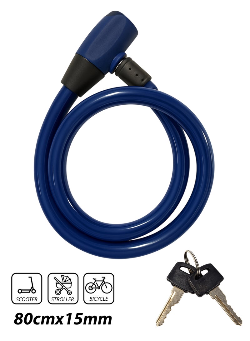 R.VIHAN Heavy Duty 80cm Bicycle Lock Cable Anti-Theft Security Bike Lock for Scooter, Cycle, Baby Stroller, E-Bike, Motorcycle, Gate & Outdoor Use â€“ Alloy Lock Buckle with HDPE Coated Steel Wire - Image 1
