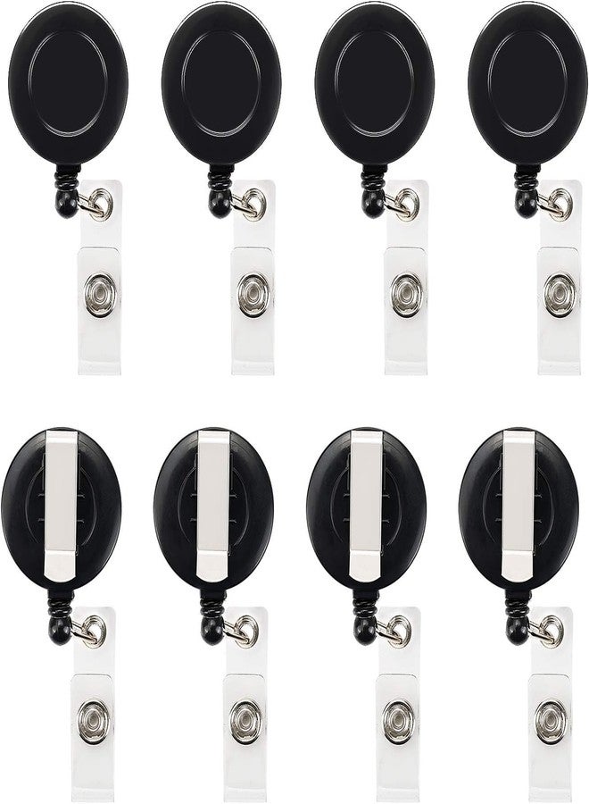 HCS Round Retractable Yo-Yo Key Ring for ID Card Holder - Durable Black Retractable Badge Reel with Metal Clip & 30cm Cord | Pack of 5 | Ideal for Office, Security, & Everyday Use - Image 1