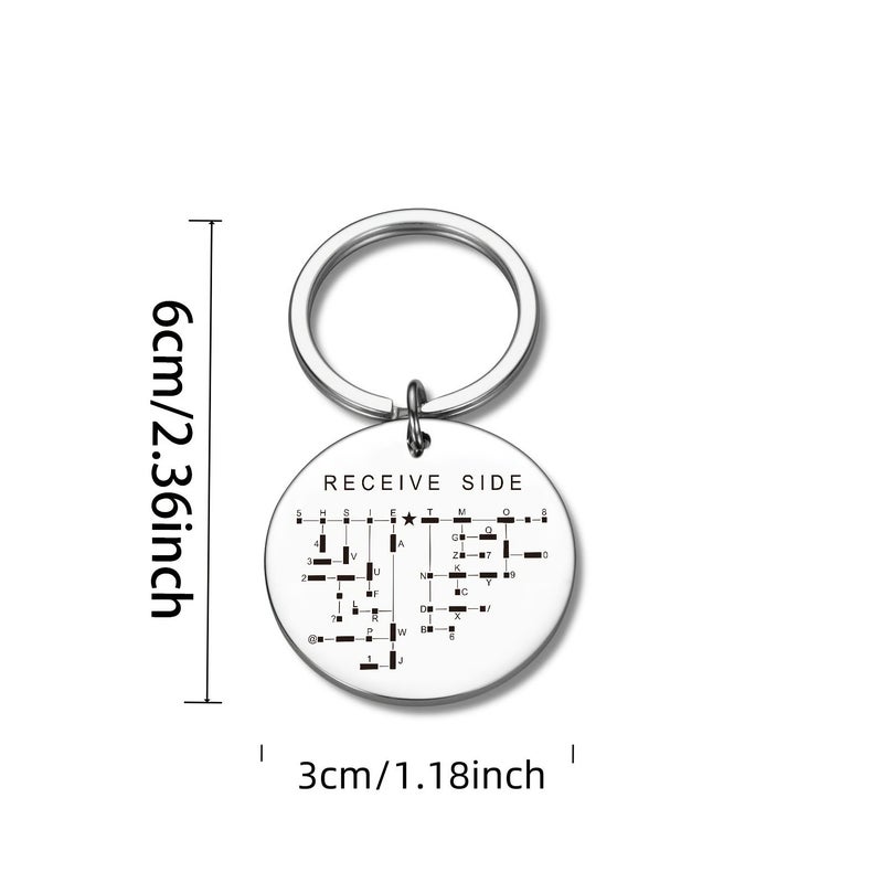Morse Code Theme Stainless Steel Round Keychain Style One Retro Morse Code Alphabet Reference Table Pendant Code Enthusiast Key Ring Creative Bag Ornament Practical Knowledge Gift - Image 2