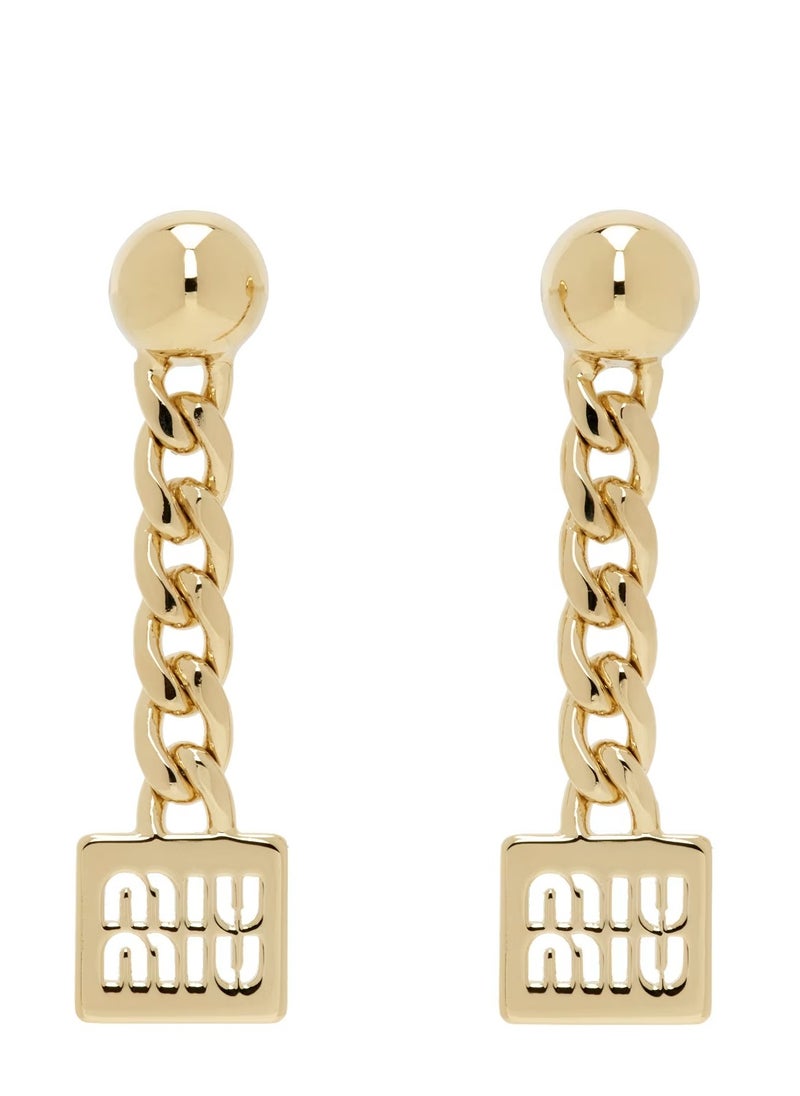 MIU - MIU Logo-Detailed Drop Earrings - Image 1