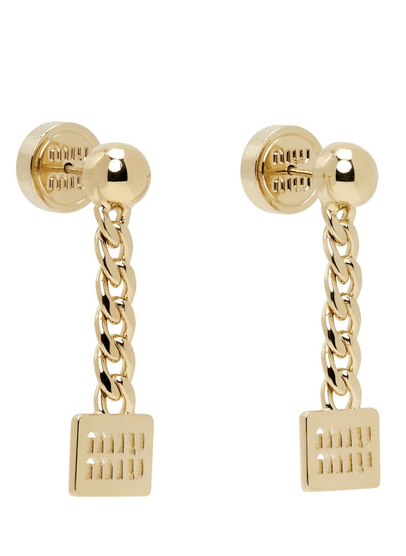 MIU - MIU Logo-Detailed Drop Earrings - Image 1