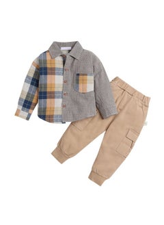 Hopscotch Hopscotch Boys Check Print Shirt Joggers Set In Multi Color for Ages 18-24 Months  - Image 1