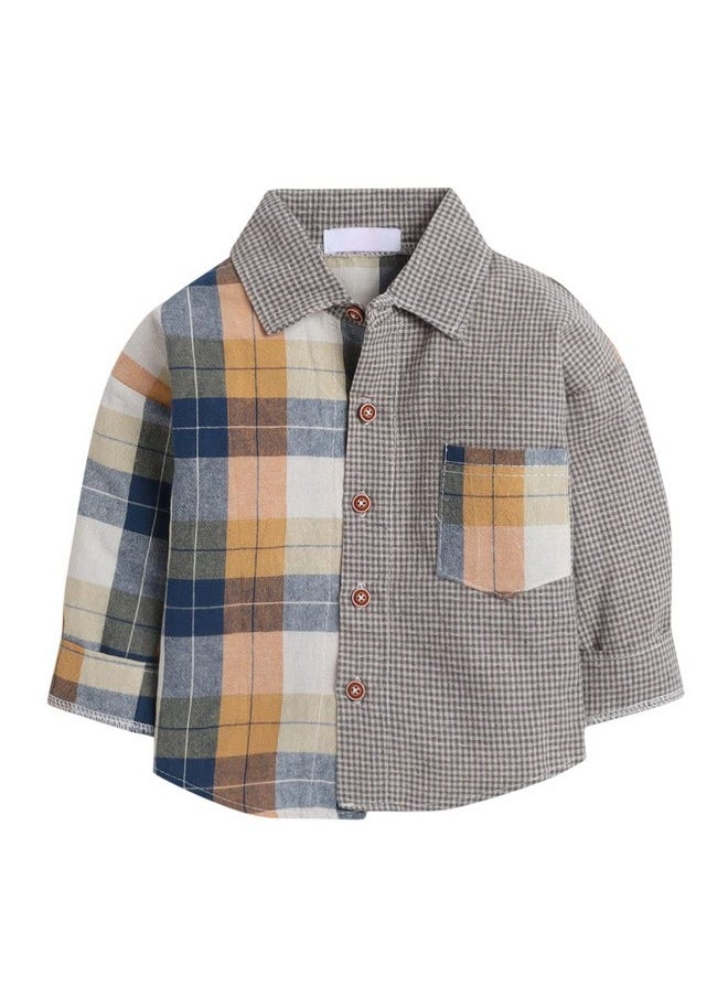 Hopscotch - Hopscotch Boys Check Print Shirt Joggers Set In Multi Color for Ages 18-24 Months - Image 1