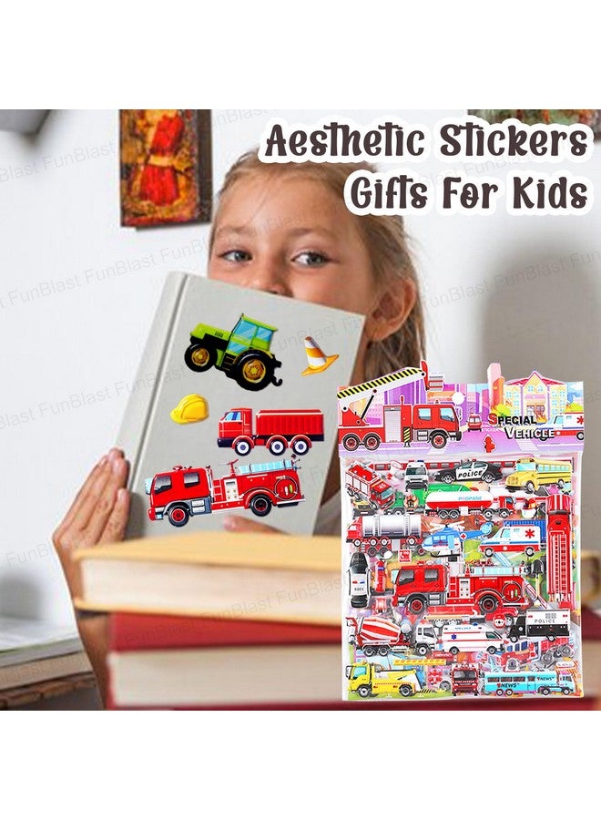 فنبلاست مجموعة ملصقات FunBlast بطابع المركبات - ملصقات كاواي منتفخة للأطفال، ملصقات ثلاثية الأبعاد للبنات، ملصقات جمالية، ملصقات لطيفة، ملصقات إسفنجية للأطفال، ملصقات ذاتية اللصق - Image 2