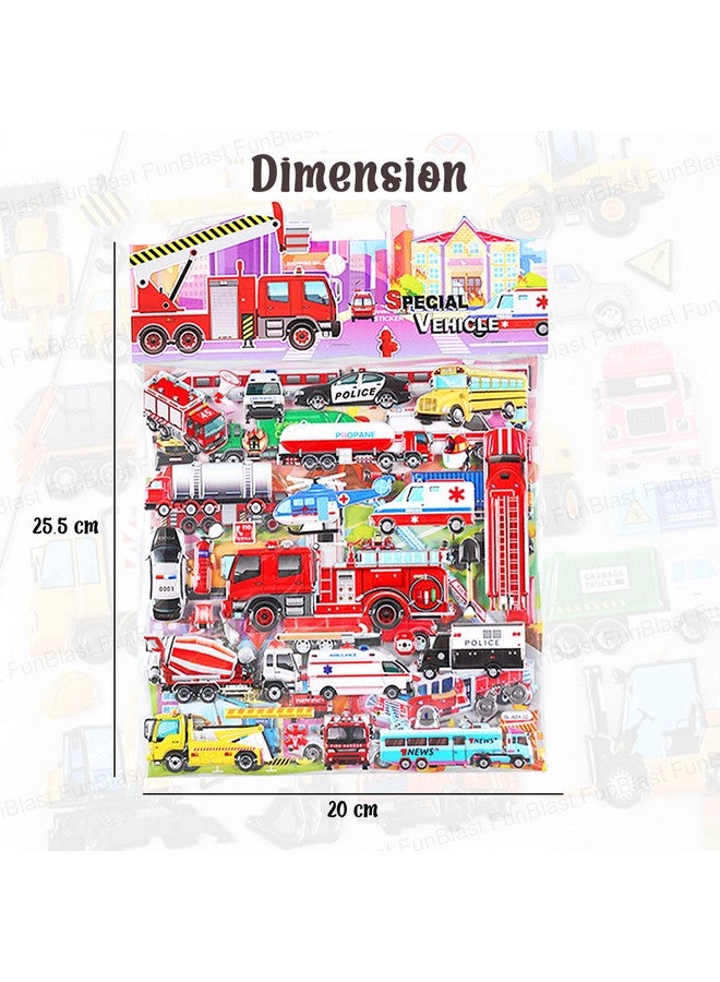 فنبلاست مجموعة ملصقات FunBlast بطابع المركبات - ملصقات كاواي منتفخة للأطفال، ملصقات ثلاثية الأبعاد للبنات، ملصقات جمالية، ملصقات لطيفة، ملصقات إسفنجية للأطفال، ملصقات ذاتية اللصق - Image 3