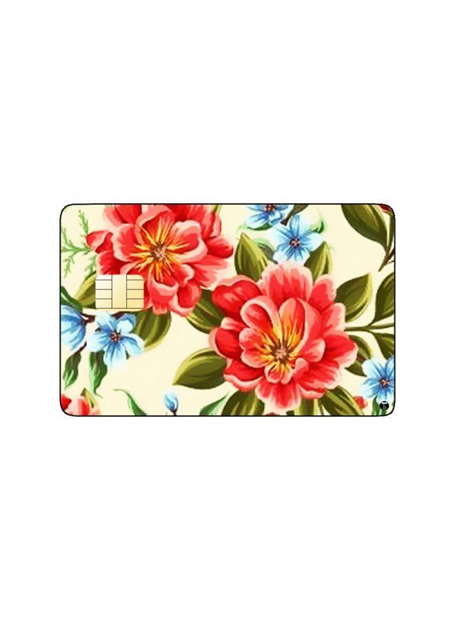 RKN PRINTED BANK CARD STICKER Beautiful Red And Blue Flowers Drawing - Image 2