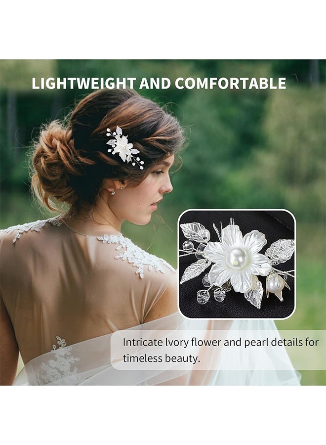 Quantum 2 PCS Hair Clips, Sparkly Wedding Hairpins , Pearl Hairstyle Wedding Hair Accessories for Women Girls - Image 5