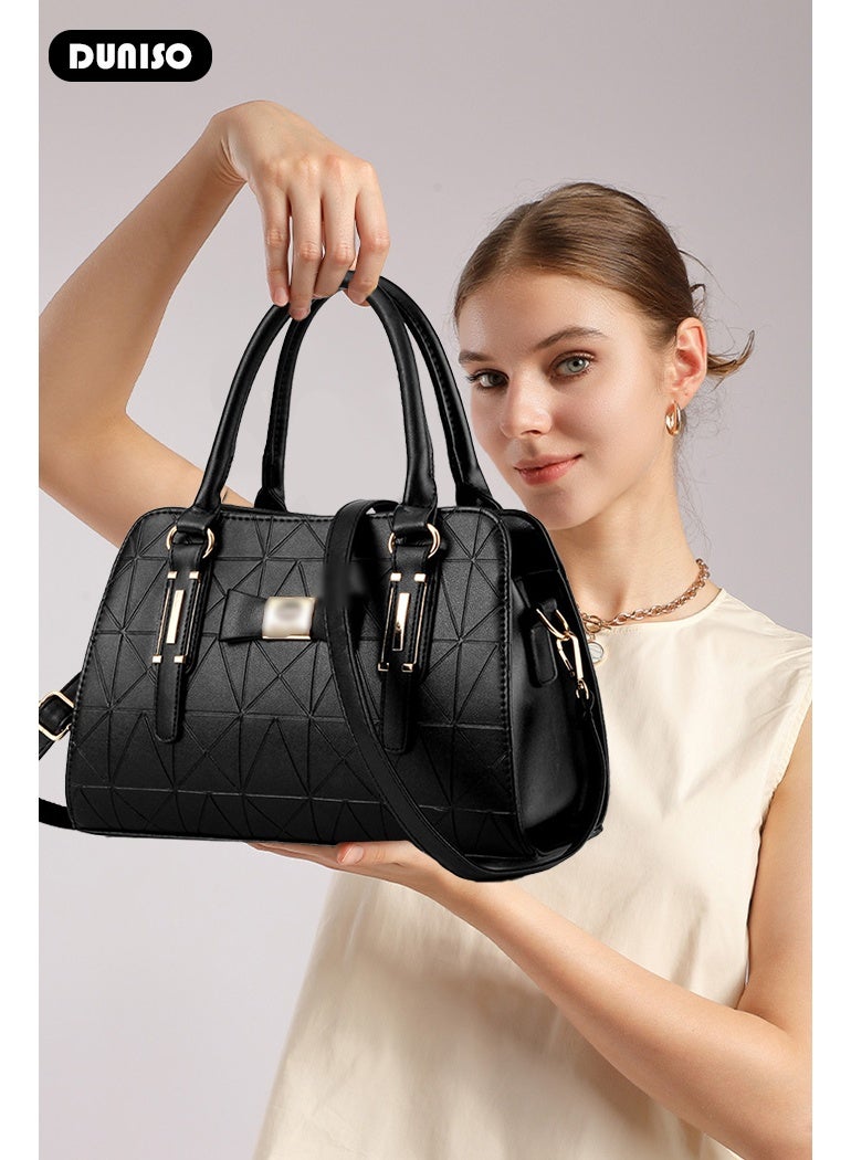 DUNISO Women's Vintage Tote Bag Handbags with Large Capacity Faux Leather Shoulder Bag Ladies Fashion Designer Satchel Crossbody Bag with Detachable Strap for Ladies - Image 2