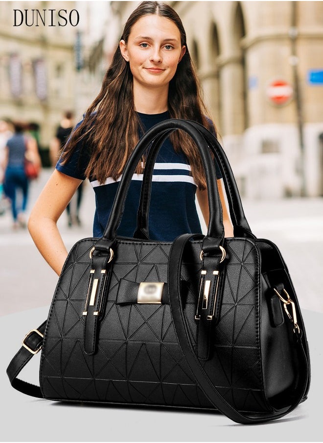 DUNISO Women's Vintage Tote Bag Handbags with Large Capacity Faux Leather Shoulder Bag Ladies Fashion Designer Satchel Crossbody Bag with Detachable Strap for Ladies  - Image 1