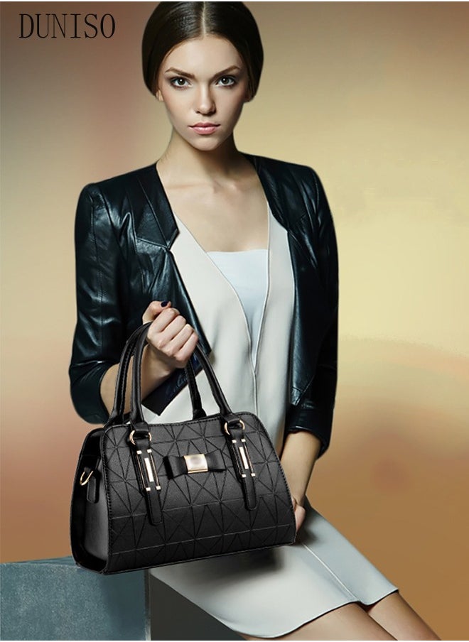 DUNISO Women's Vintage Tote Bag Handbags with Large Capacity Faux Leather Shoulder Bag Ladies Fashion Designer Satchel Crossbody Bag with Detachable Strap for Ladies  - Image 2