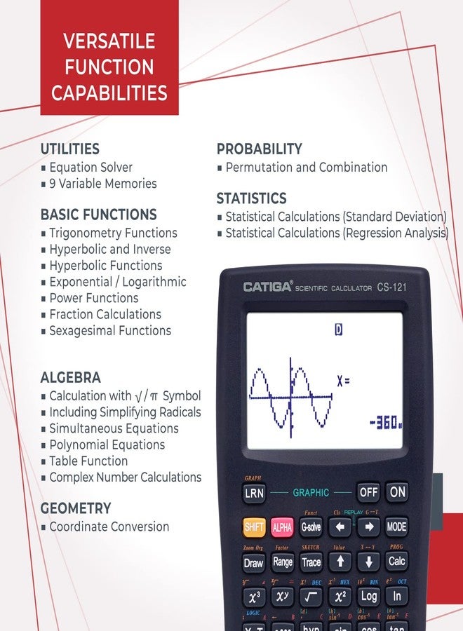 CATIGA Scientific Calculator with Graphic Functions - Multiple Modes with Intuitive Interface - Perfect for Beginner and Advanced Courses, High School or College - Image 4