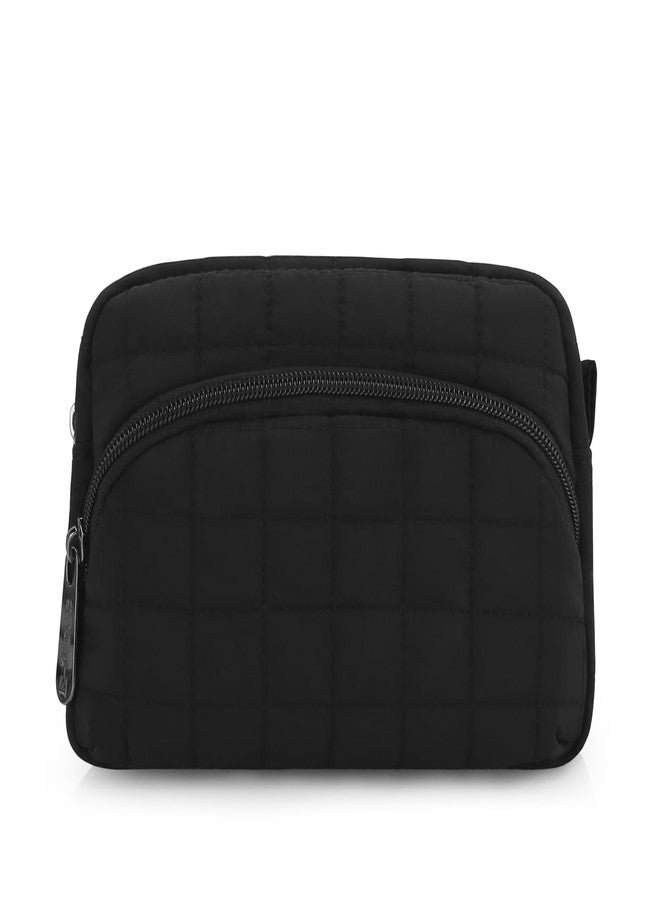 E-Tree Makeup Bag, Quilted Cosmetic Bag for Women, Puffer Make up Pouch for Purse,Travel Toiletry Organizer Case Black - Image 2