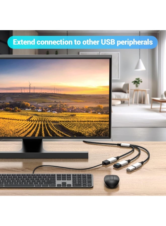 كابل مقسم USB على شكل حرف Y، موصل سلك تمديد USB ذكر واحد إلى 3 إناث، موزع منافذ USB مزدوج، محول طاقة لنقل البيانات والشحن لأجهزة Mac، والكمبيوتر المحمول، والكمبيوتر الشخصي، وXbox One Series X/S، وPS4، وPS5 (طول 2 متر) - Image 5